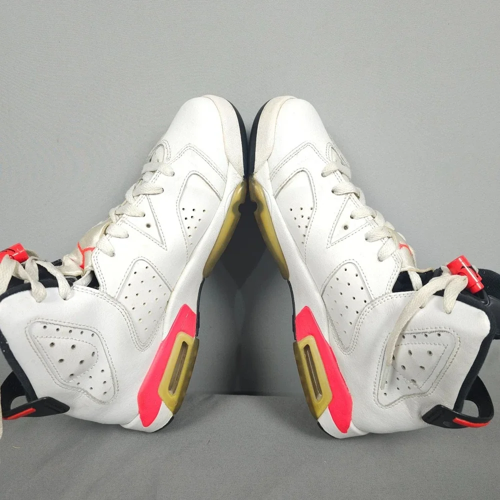 Nike Air Jordan 6 Shoes Boy 6.5y  White Infrared Retro Leather Lace Up - Picture 6 of 16